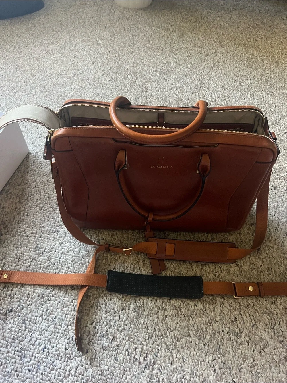 Cognac Leather Laptop Bag - Cognac